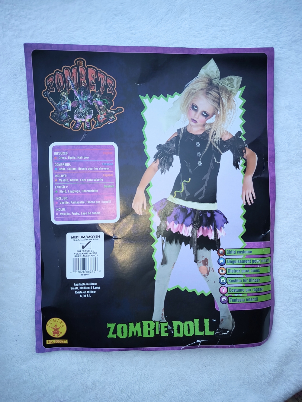 The Zombets "Zombie Doll"  Girl's Halloween Costume Set - Sz M (8-10)  Age 5-7